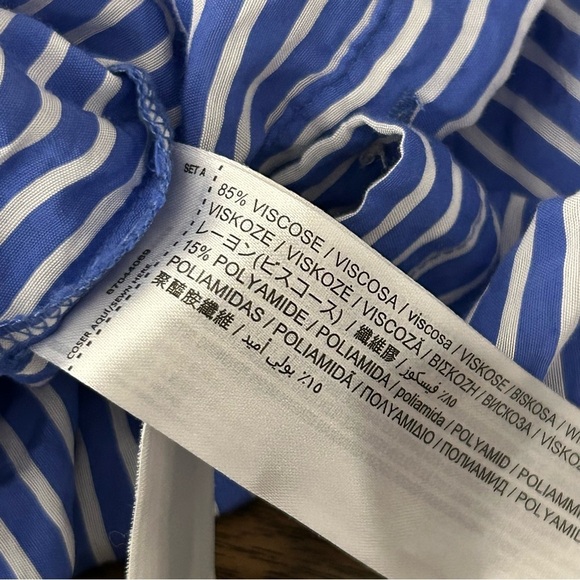 💕 Mango Blue and White Striped Button-Up Shirt 6 - Picture 8 of 12